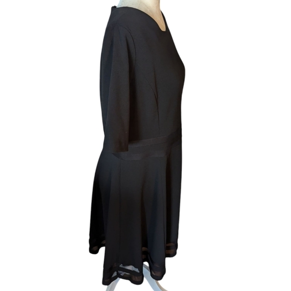 Calvin Klein Black A-Line Classic Corpcore Fit & Flare Knit Dress Sz 14 - Picture 2 of 9